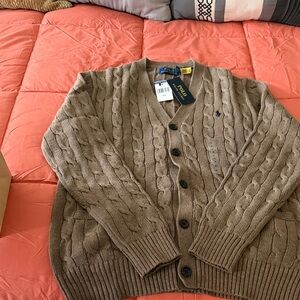 Polo by Ralph Lauren Men's Tan Cable Knit Cardigan